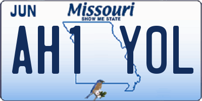 MO license plate AH1Y0L