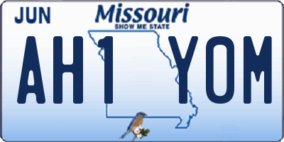 MO license plate AH1Y0M