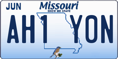 MO license plate AH1Y0N