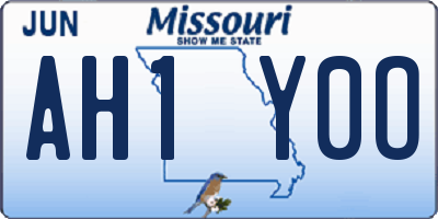 MO license plate AH1Y0O