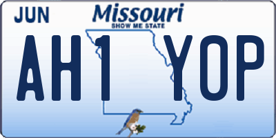 MO license plate AH1Y0P