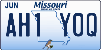 MO license plate AH1Y0Q