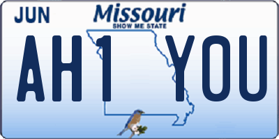 MO license plate AH1Y0U