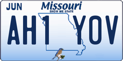 MO license plate AH1Y0V