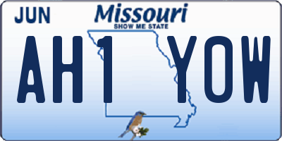 MO license plate AH1Y0W