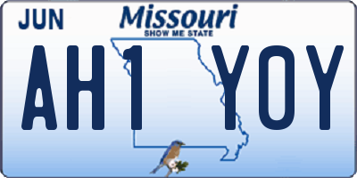 MO license plate AH1Y0Y