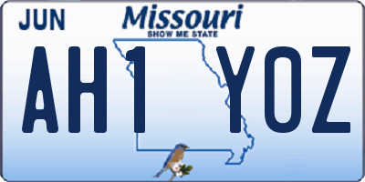 MO license plate AH1Y0Z