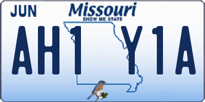 MO license plate AH1Y1A