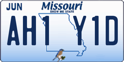 MO license plate AH1Y1D