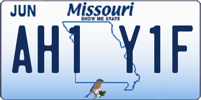 MO license plate AH1Y1F