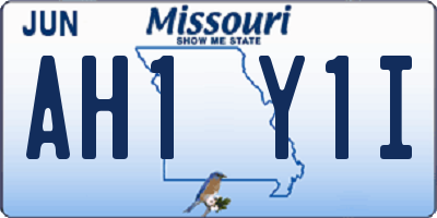 MO license plate AH1Y1I