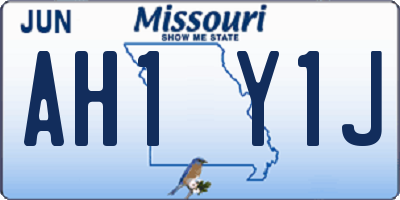 MO license plate AH1Y1J