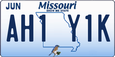 MO license plate AH1Y1K