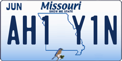 MO license plate AH1Y1N