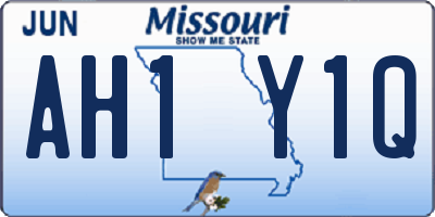 MO license plate AH1Y1Q