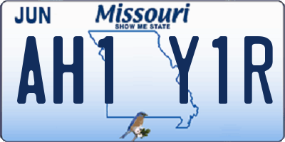 MO license plate AH1Y1R