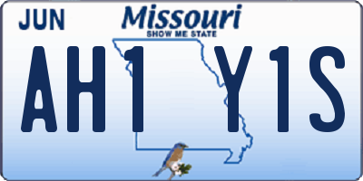 MO license plate AH1Y1S