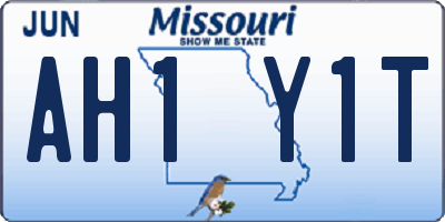 MO license plate AH1Y1T