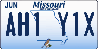 MO license plate AH1Y1X