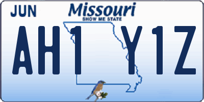 MO license plate AH1Y1Z