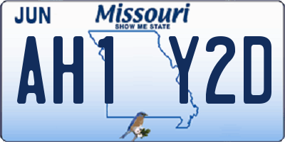 MO license plate AH1Y2D