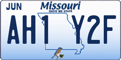 MO license plate AH1Y2F