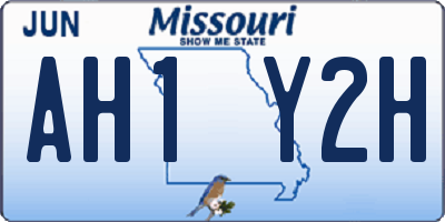 MO license plate AH1Y2H