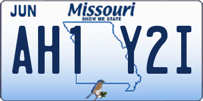 MO license plate AH1Y2I