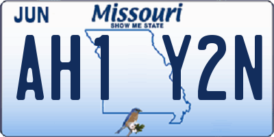 MO license plate AH1Y2N