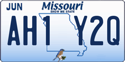 MO license plate AH1Y2Q