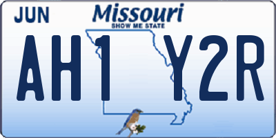 MO license plate AH1Y2R