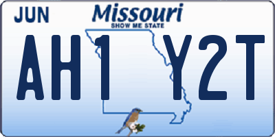 MO license plate AH1Y2T