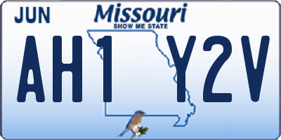 MO license plate AH1Y2V