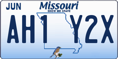 MO license plate AH1Y2X