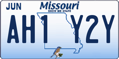 MO license plate AH1Y2Y