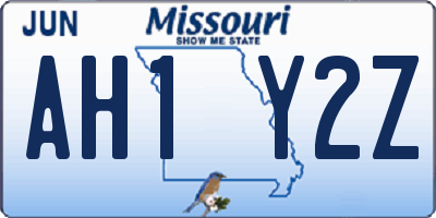 MO license plate AH1Y2Z