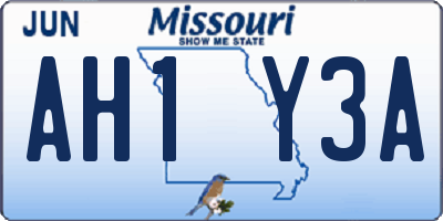 MO license plate AH1Y3A