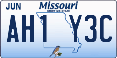 MO license plate AH1Y3C