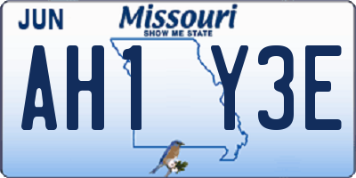 MO license plate AH1Y3E