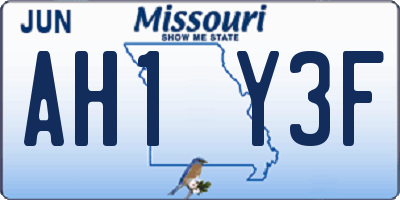 MO license plate AH1Y3F