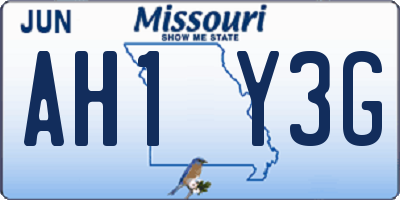 MO license plate AH1Y3G