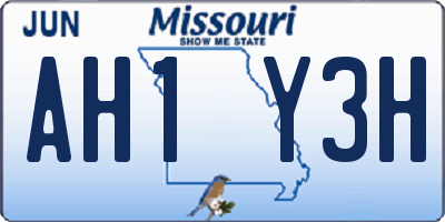 MO license plate AH1Y3H