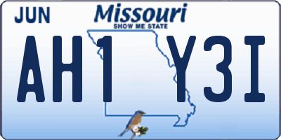 MO license plate AH1Y3I