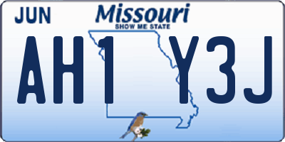 MO license plate AH1Y3J