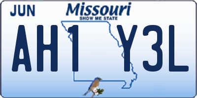 MO license plate AH1Y3L