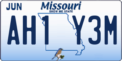 MO license plate AH1Y3M