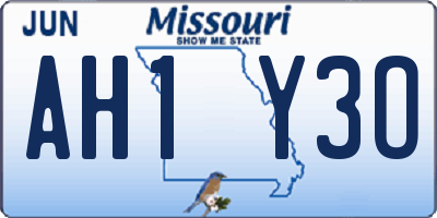 MO license plate AH1Y3O