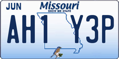 MO license plate AH1Y3P