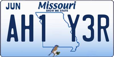 MO license plate AH1Y3R