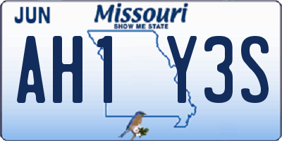 MO license plate AH1Y3S